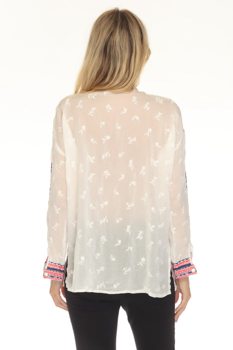 Johnny Was White The Audrey Maura Mandarin Collar Shirt C12525-1