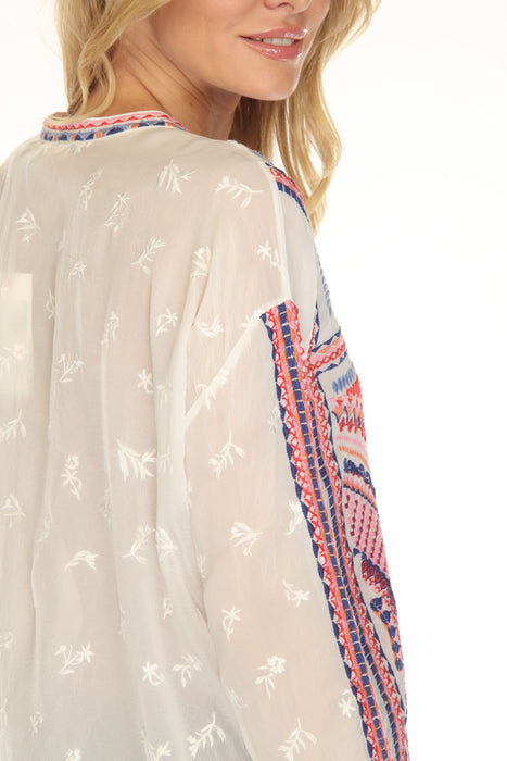 Johnny Was White The Audrey Maura Mandarin Collar Shirt C12525-1