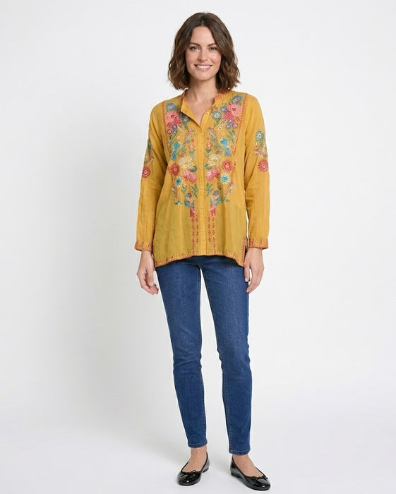 Johnny Was Yellow The Audrey Mandarin Collar Shirt C15725-7
