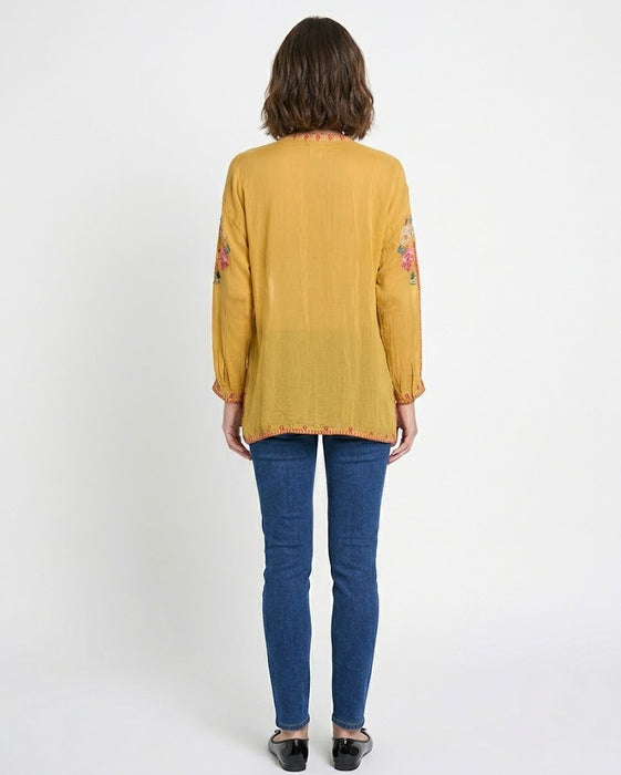 Johnny Was Yellow The Audrey Mandarin Collar Shirt C15725-7