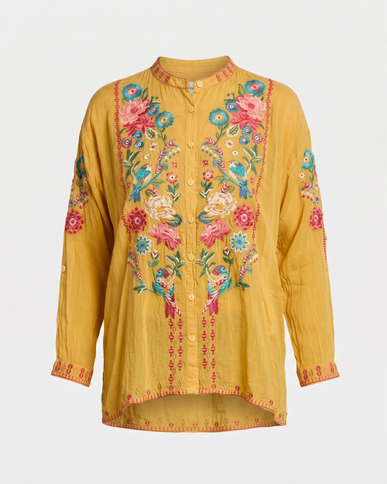 Johnny Was Yellow The Audrey Mandarin Collar Shirt C15725-7