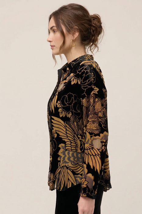 Johnny Was Black The Audrey Shirt with Shirt Tail Hem C13725-9