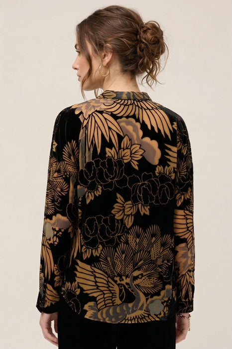 Johnny Was Black The Audrey Shirt with Shirt Tail Hem C13725-9