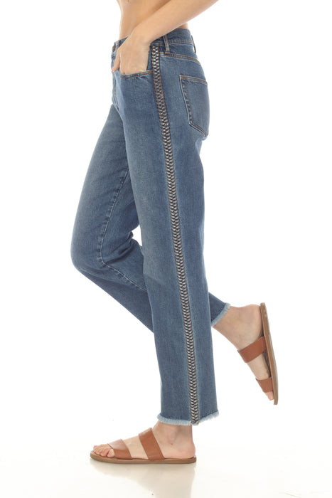 Johnny Was Denim Blue The Braided Straight Leg Jean JWD1130