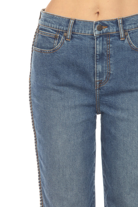 Johnny Was Denim Blue The Braided Straight Leg Jean JWD1130