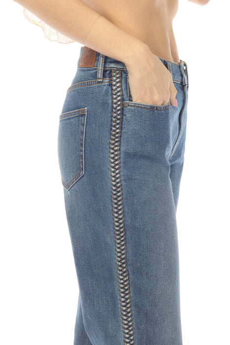 Johnny Was Denim Blue The Braided Straight Leg Jean JWD1130