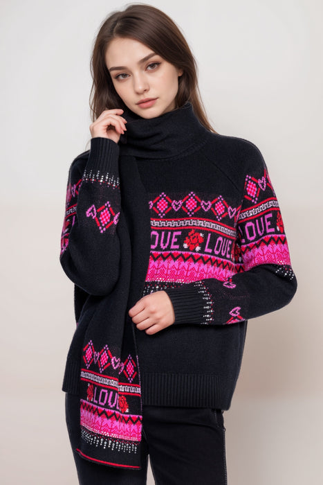 Johnny Was Black The Fairisle Embellished Scarf M67824