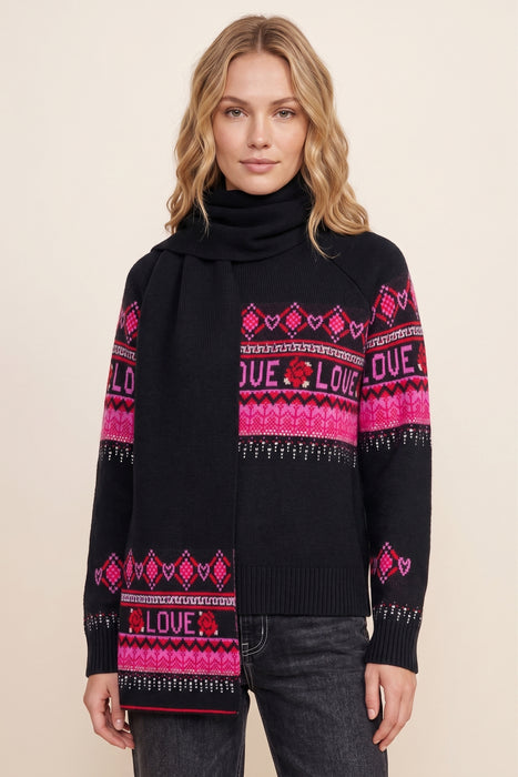 Johnny Was Black The Fairisle Embellished Scarf M67824