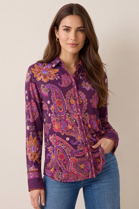Johnny Was Purple The Janie Favorite Button Front Shirt T17925-O
