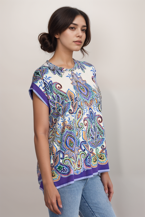 Johnny Was The Janie Favorite Crew Neck Draped Tee T14125-2 Plus Size