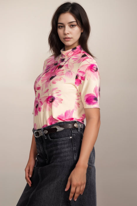 Johnny Was The Janie Favorite Fitted Elbow Sleeve Mock Neck Top R11325 Plus Size