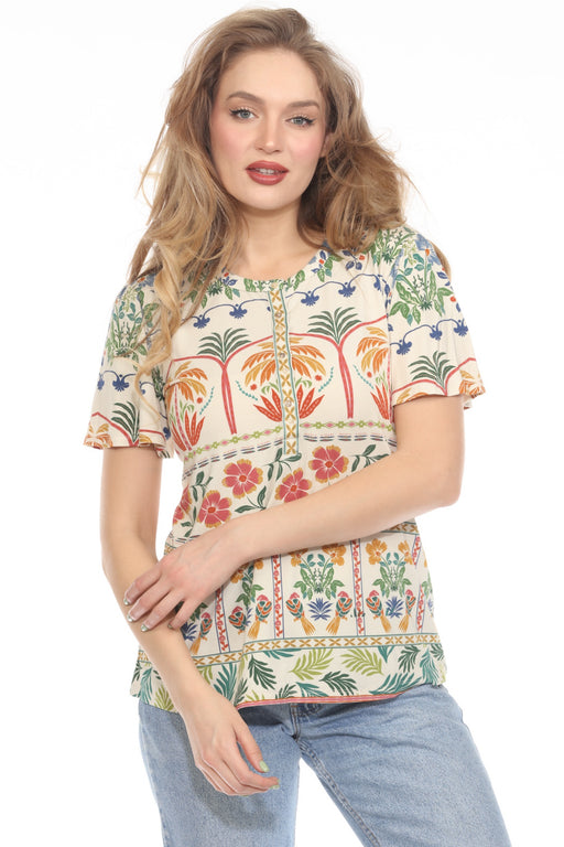 Johnny Was Style T14725-3 The Janie Favorite Flutter Sleeve Henley Tee