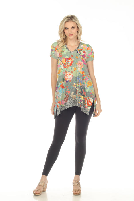 Johnny Was The Janie Favorite Lapin Drape Floral Tunic Top Boho Chic T21523
