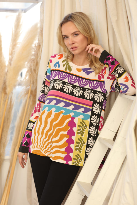 Johnny Was The Janie Favorite Long Sleeve Crew Neck Swing Tee T18725-E