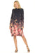 Woman wearing a black dress with floral pattern and mock neck from Johnny Was