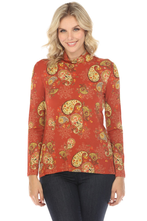 Johnny Was Style T15423 The Janie Favorite Paisley Mock Neck Tee Boho Chic