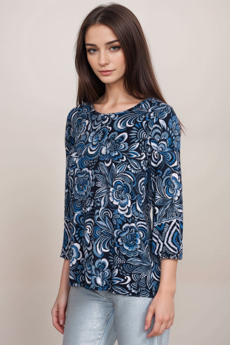 Johnny Was Blue The Janie Favorite Puff Sleeve Knit Tee T12524-E