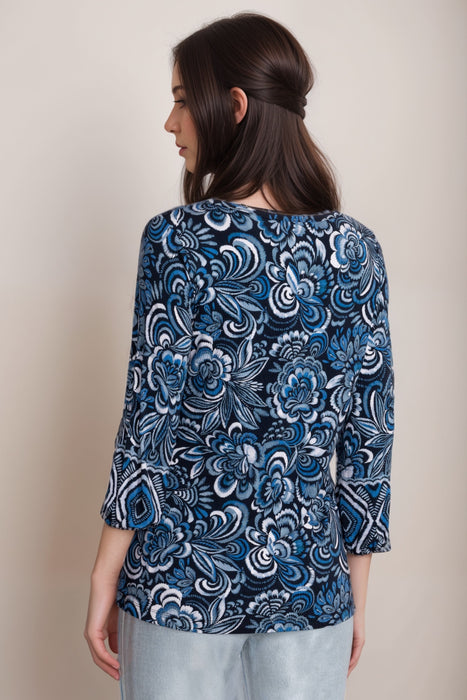 Johnny Was Blue The Janie Favorite Puff Sleeve Knit Tee T12524-E