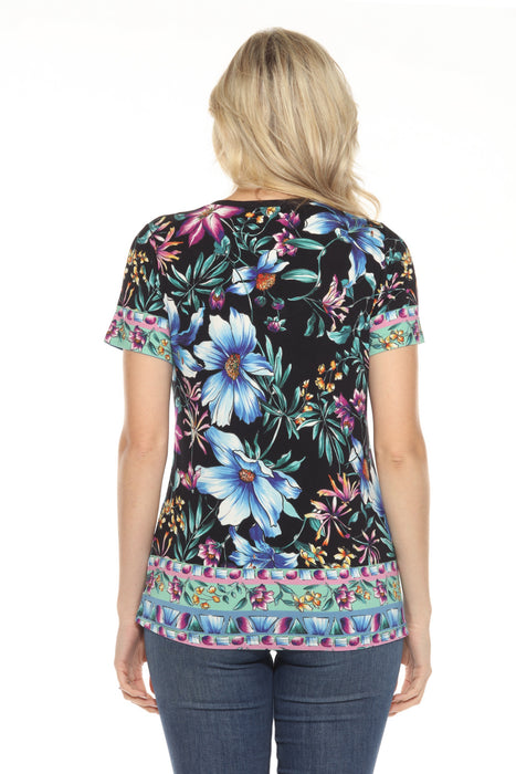 Johnny Was The Janie Favorite Short Sleeve Button Henley Tee T13725
