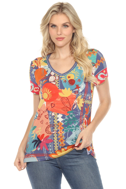 Johnny Was Style T14425 The Janie Favorite Short Sleeve V-Neck Tee