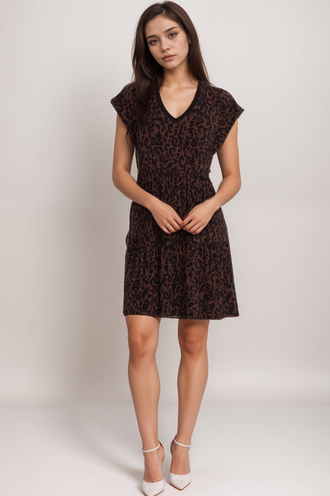 Johnny Was Style T36624-6 Leopard Print The Janie Favorite Tiered Henley Knit Dress