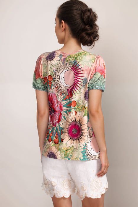 Johnny Was The Janie Favorite V-Neck Puff Sleeve Tee T15125-4