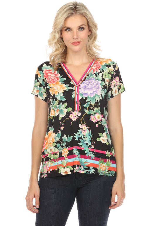 Johnny Was Style T19224 The Janie Le Jardin Scarf Favorite Button Neck Tee Boho Chic