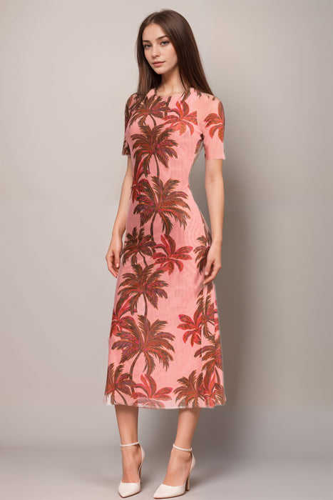 Johnny Was Pink The Mesh Midi Dress R32625-3