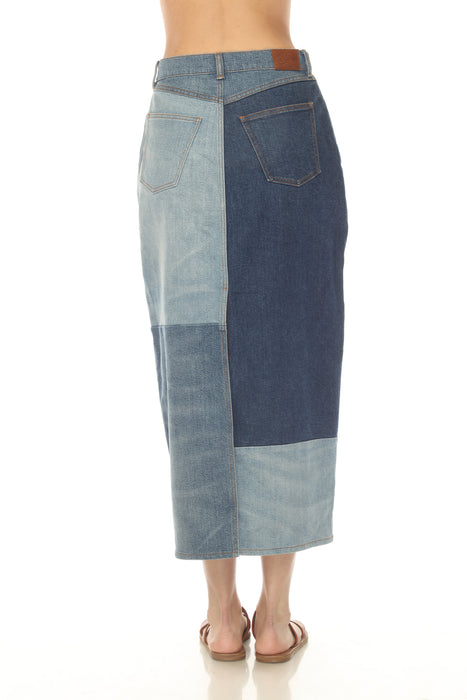 Johnny Was Blue The Patchwork Denim Skirt JWD1171-2