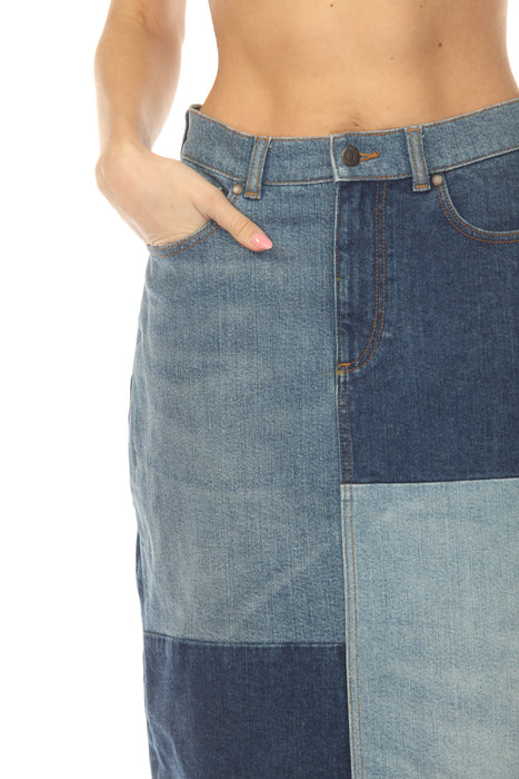 Johnny Was Blue The Patchwork Denim Skirt JWD1171-2
