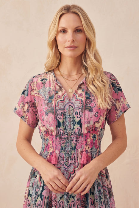 Johnny Was Paisley Thia Burnout Silk Dress C34424A6