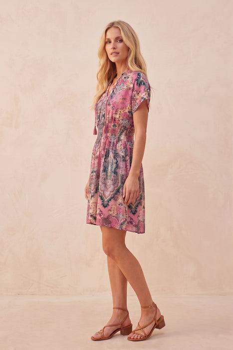 Johnny Was Paisley Thia Burnout Silk Dress C34424A6