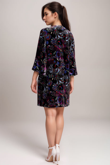 Johnny Was Black Tie Front Velvet Kimono Dress R37424-9