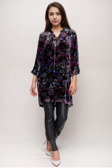 Johnny Was Black Tie Front Velvet Kimono Dress R37424-9