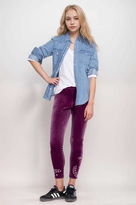 Johnny Was Purple Tonal Velvet Legging R62824-9