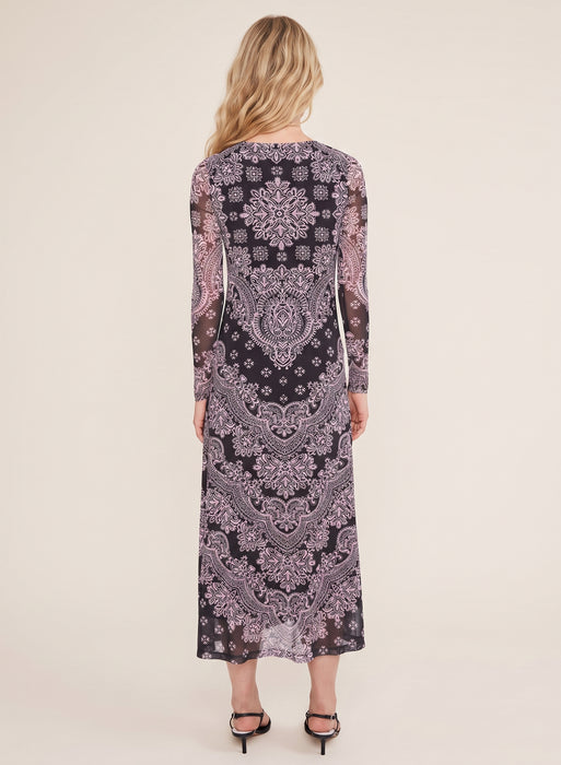 Johnny Was Tularose Long Sleeve V-Neck Mesh Midi Dress T33526-1