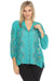 Johnny Was Style C11624-E Turquoise Blue Eleana Embroidered Button-Down Blouse