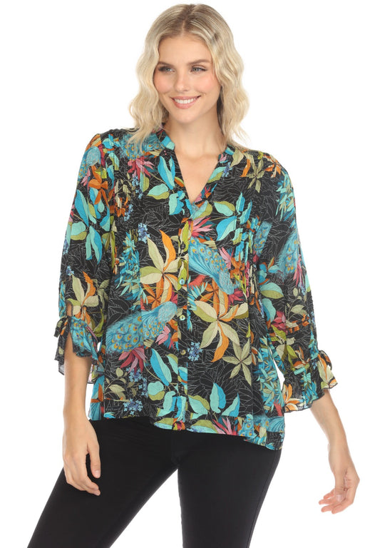 Johnny Was Style C13724A4 Vacanza Paon Floral Blouse