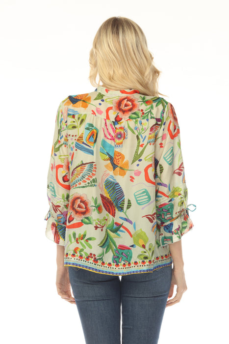 Johnny Was Vacanza Printed Silk Blouse C11225-1