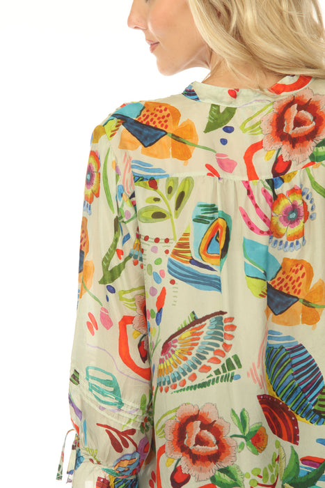 Johnny Was Vacanza Printed Silk Blouse C11225-1