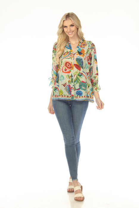 Johnny Was Vacanza Printed Silk Blouse C11225-1