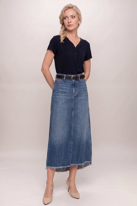 Johnny Was Vienna Denim Midi Skirt JW4010NB19