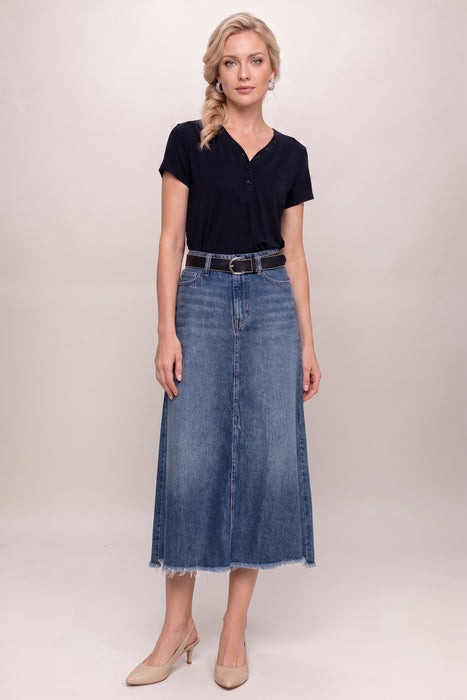 Johnny Was Vienna Denim Midi Skirt JW4010NB19