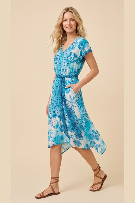 Johnny Was Vittoria Silk Floral Slip Tie Dress C37426-R