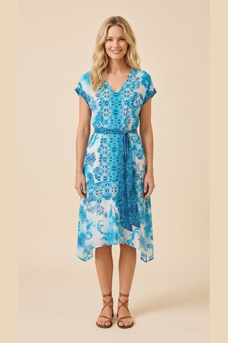 Johnny Was Vittoria Silk Floral Slip Tie Dress C37426-R