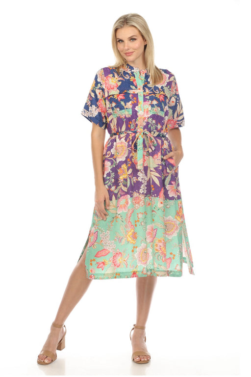 Johnny Was Style C32024B2 Vivienne Deana Floral Belted Midi Dress Boho Chic