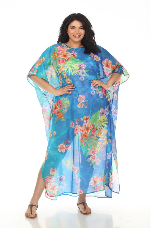 Johnny Was Style CSW5923-AX Water Tropic Swim Cover-Up Kaftan Dress Plus Size