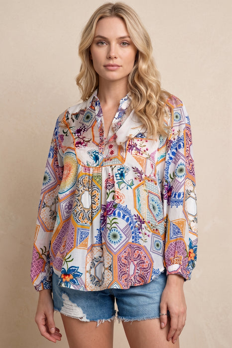 Johnny Was Waterloo Wheel Aliana Blouse C11624A2 Boho Chic