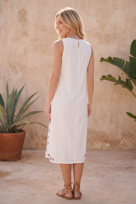 Johnny Was White Adina Linen Sleeveless Tank Dress J31726-2