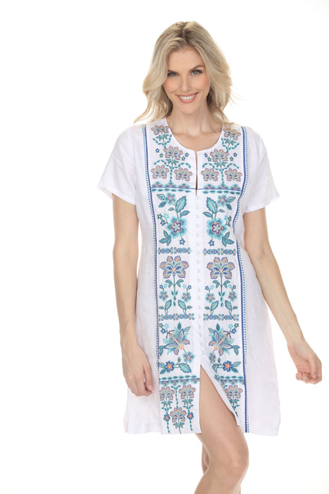 Johnny Was White Boheme Button Front Linen Dress J32226-3